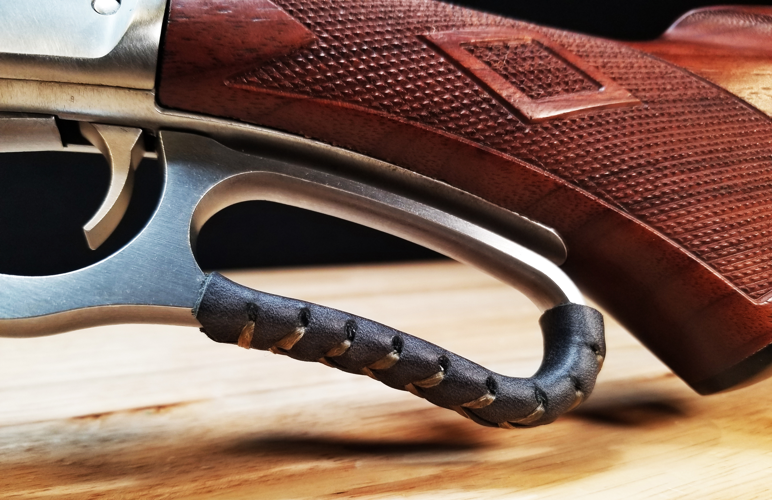 Handmade Leather Lever Wrap For Your Rifle – Brown, Adjustable & Ambidextrous